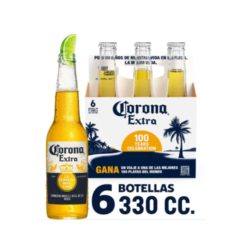 Pack 6 un. Cerveza Corona Lager 4.5° 330 cc